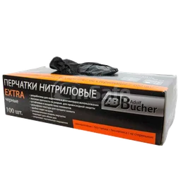 Adolf Bucher Перчатки нитриловые черные Экстра, 100шт, размер XL