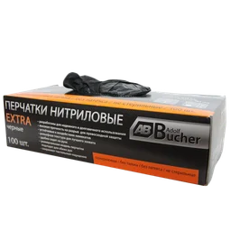 Adolf Bucher Перчатки нитриловые черные Экстра, 100шт, размер L