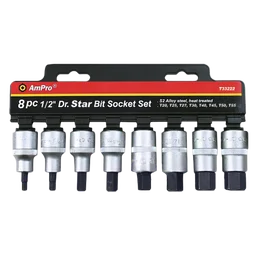 T33222 Набор головок с вставкой TORX 1/2", 8предметов на