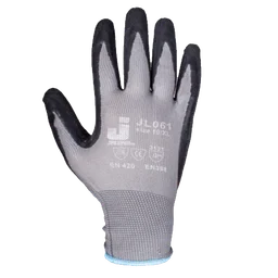 JetaSafety Защитные перчатки с латексным рельефным покрытием, серый/черный, 1 пара, L
