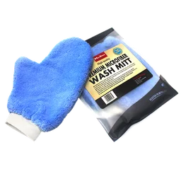 MaxShine Микрофибровая варежка для мойки кузова, химчистки голубая, 24x24 см