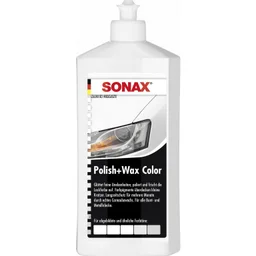 Sonax Polish & Wax Color - Цветной полироль с воском + карандаш (белый), 500 мл